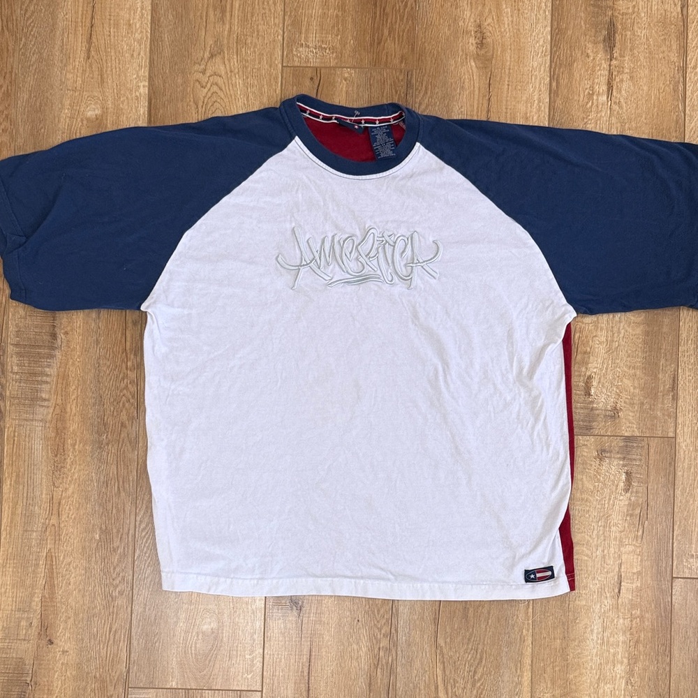 USA Men's White & Navy Short-Sleeve Shirt